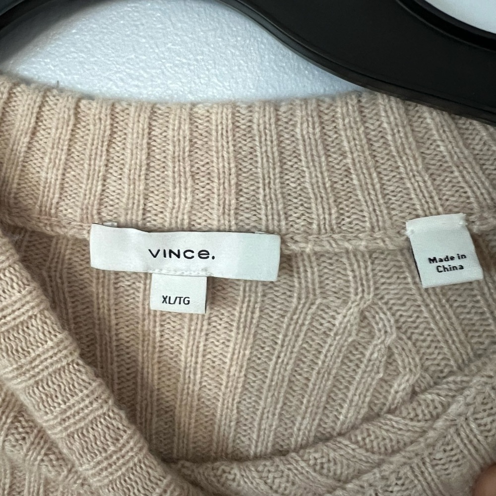 Vince Women's Beige Ribbed Crewneck Sweater - Picture 3 of 6